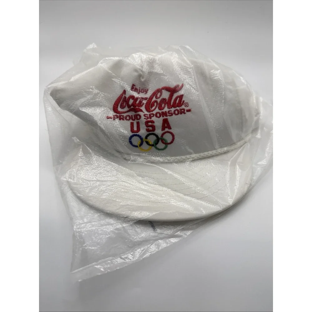 VTG NWT Enjoy Coca-Cola Olympic Games Sponsor Hat Team USA Snapback Cap w/ Rope